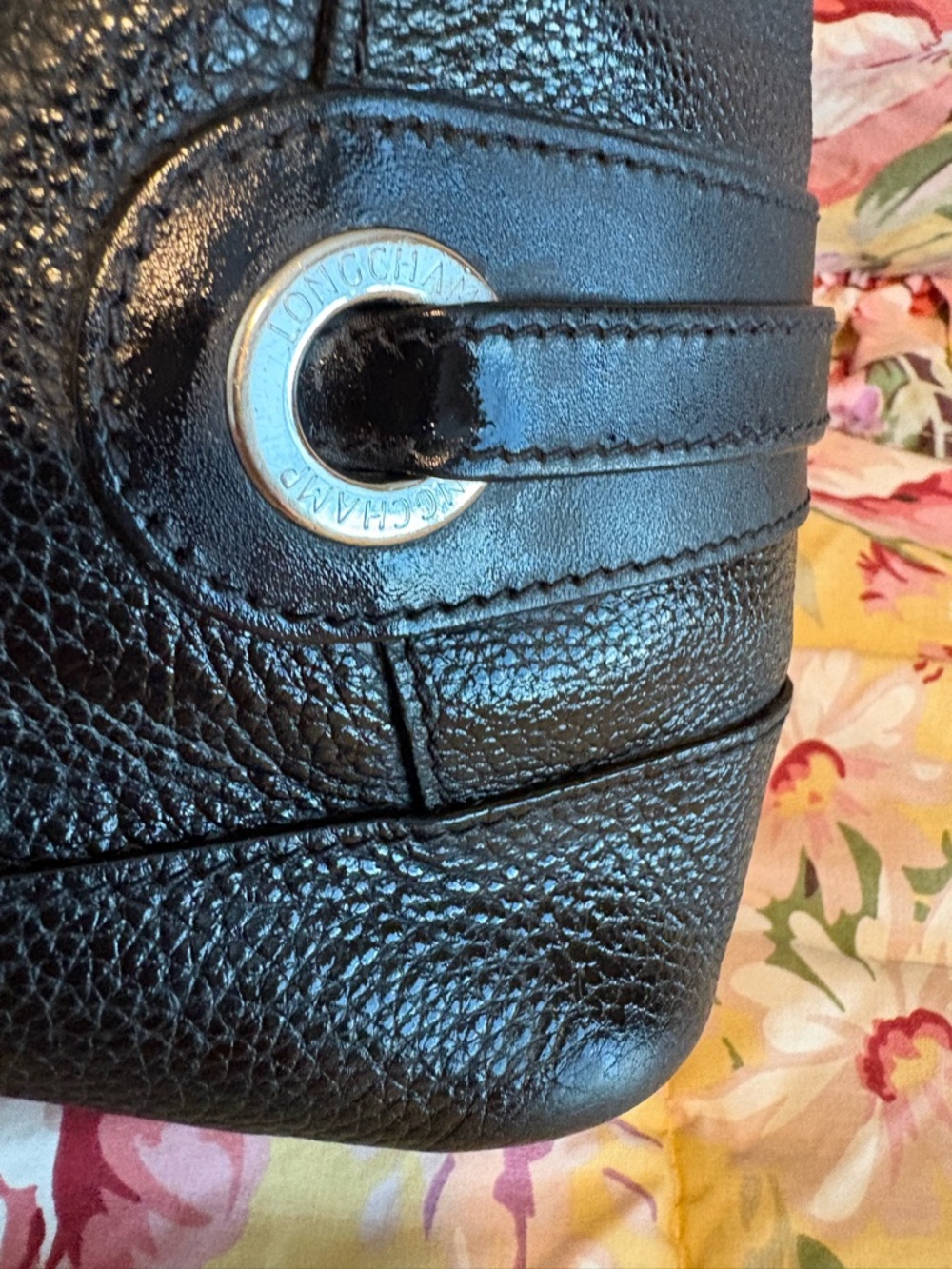 Longchamp Black Leather Bag ~ Forelli Style - Picture 6 of 12